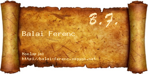 Balai Ferenc névjegykártya